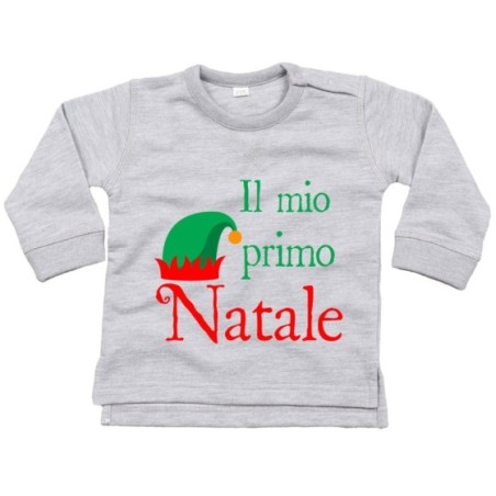 Felpa neonato il mio primo natale con cappello da elfo
