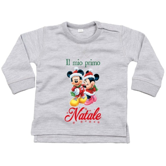 Felpa neonato personalizzabile con nome minnie e topolino il mio primo natale Natale