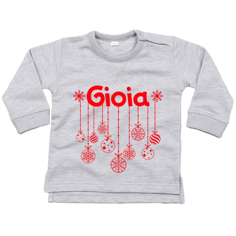Felpa neonato personalizzata con nome e addobbi natalizi Natale