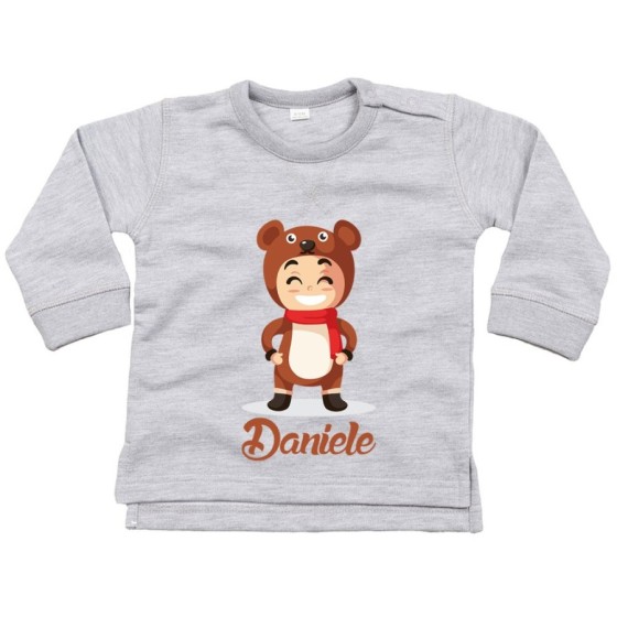 Felpa neonato personalizzata con nome baby orso Natale
