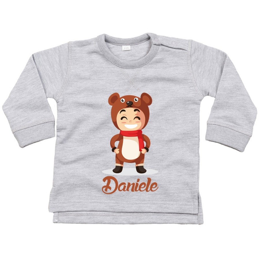 Felpa neonato personalizzata con nome baby orso Natale