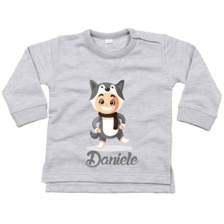 Felpa neonato personalizzata con nome baby lupo