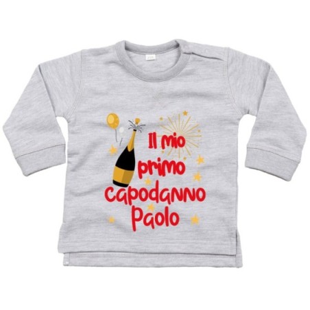 Felpa neonato personalizzata con nome il mio primo capodanno