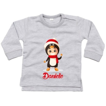 Felpa neonato personalizzata con nome baby pinguino
