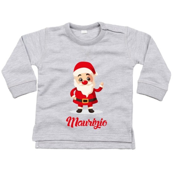 Felpa neonato personalizzata con nome baby santa Natale