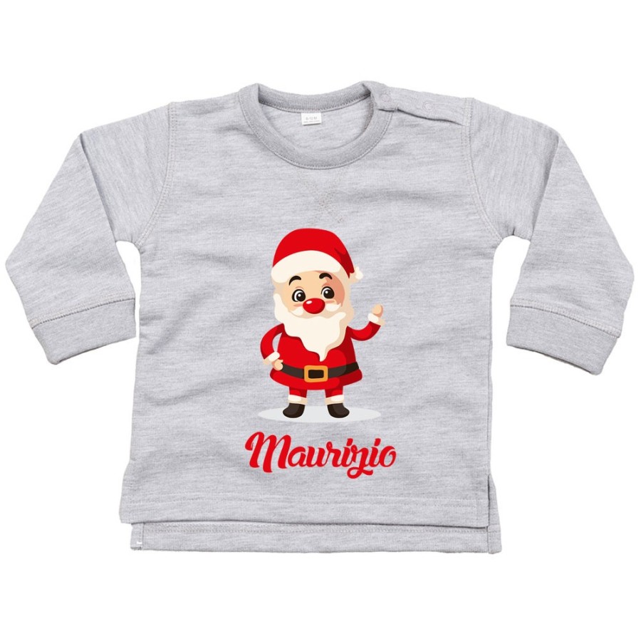 Felpa neonato personalizzata con nome baby santa Natale