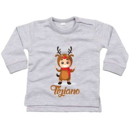 Felpa neonato personalizzata con nome baby renna con la...