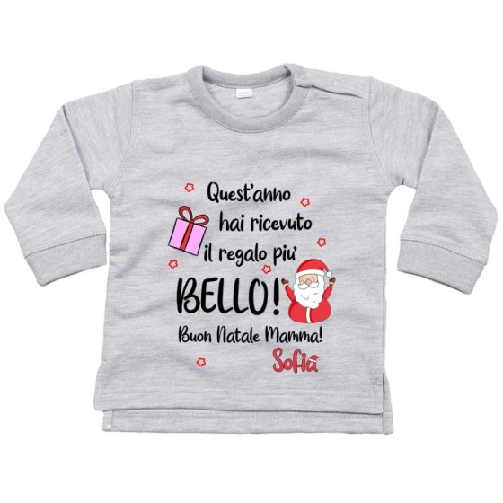 Felpa neonato personalizzata con nome mamma quest'anno hai ricevuto il regalo più bello natale Natale