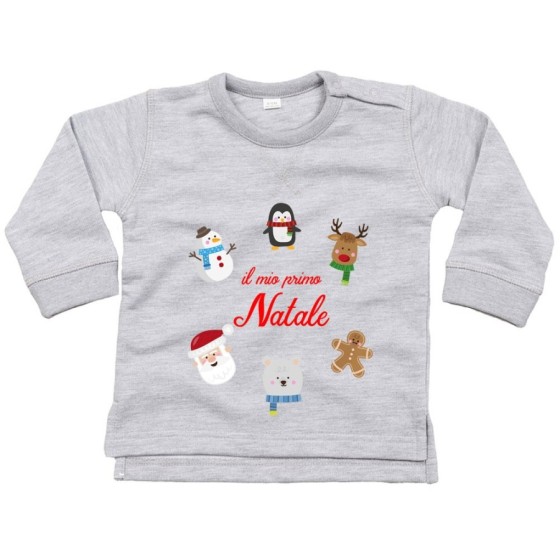 Felpa neonato il mio primo natale con personaggi natalizi Natale