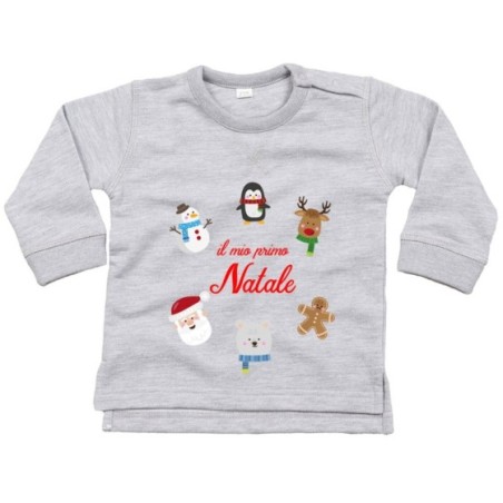 Felpa neonato il mio primo natale con personaggi natalizi