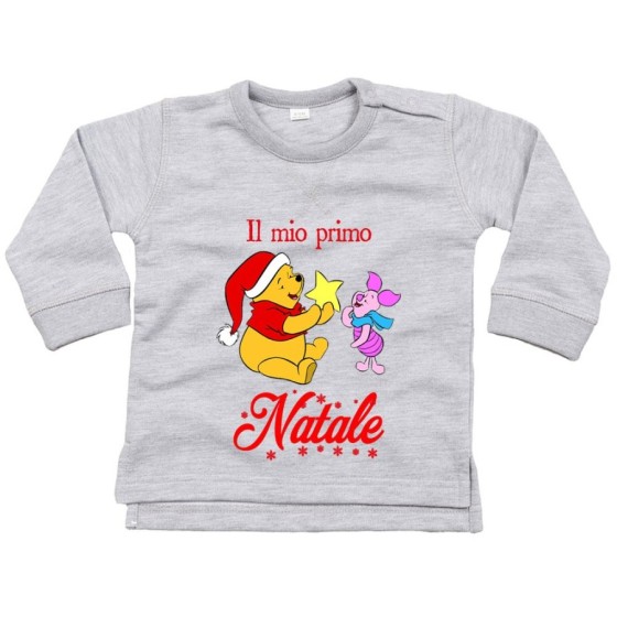 Felpa neonato personalizzabile con nome winnie the pooh il mio primo natale Natale