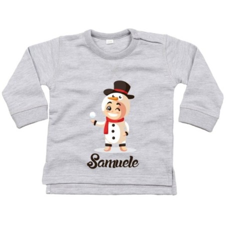 Felpa neonato personalizzata con nome baby pupazzo di neve