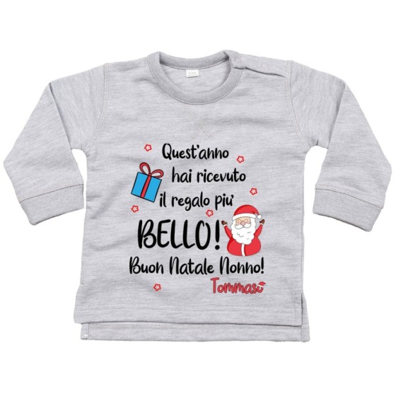 Felpa neonato personalizzata con nome nonno quest'anno hai ricevuto il regalo più bello natale Natale