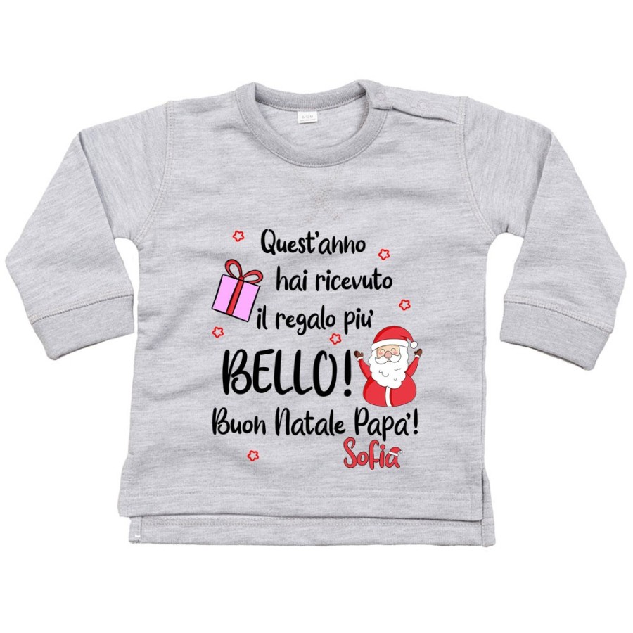 Felpa neonato personalizzata con nome papà quest'anno hai ricevuto il regalo più bello natale Natale