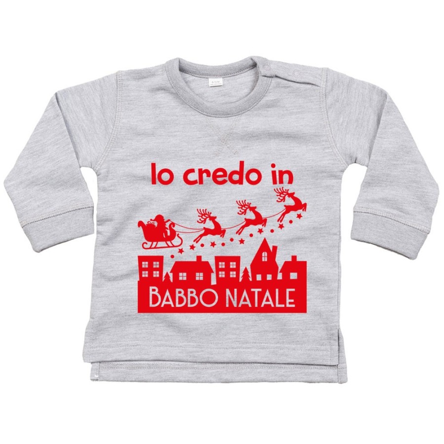 Felpa neonato personalizzabile con nome io credo in babbo natale Natale