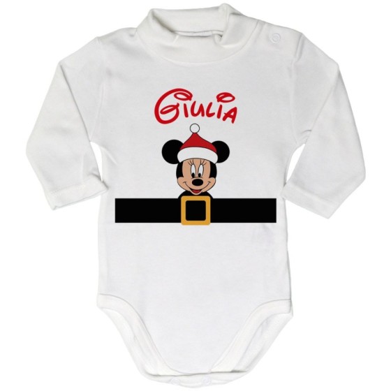 Body lupetto neonato personalizzato con nome e cintura natalizia topolino Natale