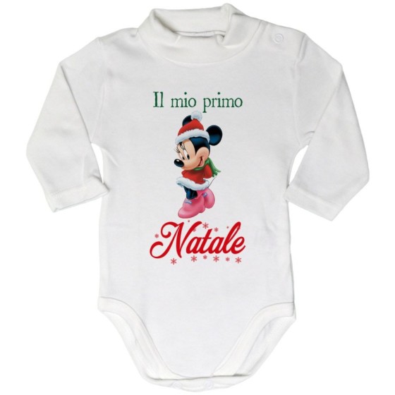 Body lupetto neonata personalizzabile con nome minnie il mio primo natale Natale