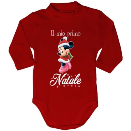 Body lupetto neonata personalizzabile con nome minnie il mio primo natale Natale