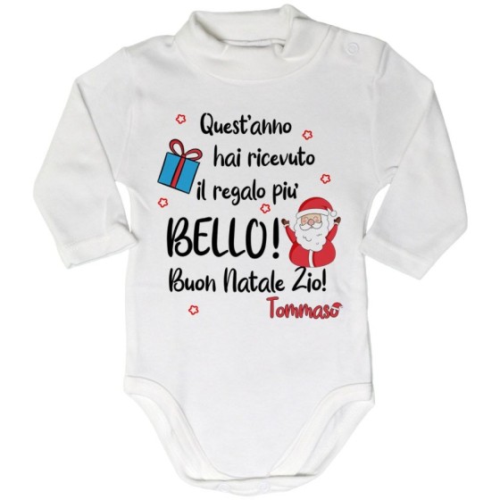 Body lupetto neonato personalizzato con nome zio quest'anno hai ricevuto il regalo più bello natale Natale