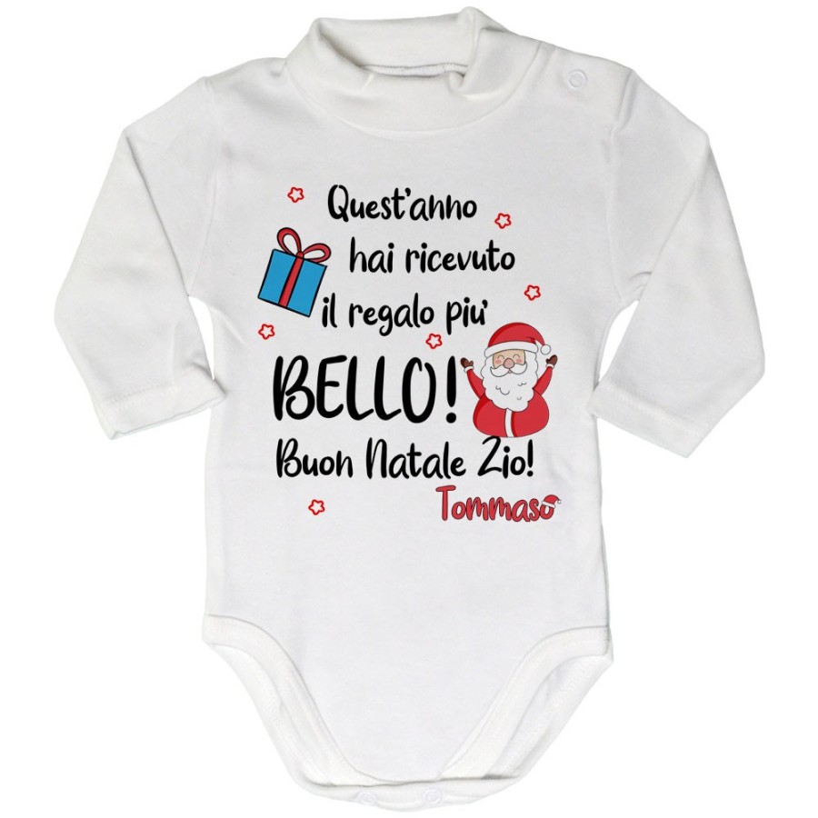Body lupetto neonato personalizzato con nome zio quest'anno hai ricevuto il regalo più bello natale Natale