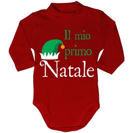 Body lupetto neonato il mio primo natale con cappello da elfo Natale