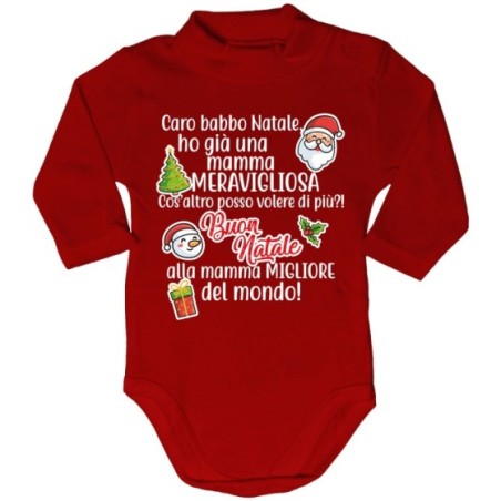 Body lupetto neonato personalizzabile con nome caro babbo natale ho una mamma meravigliosa Natale
