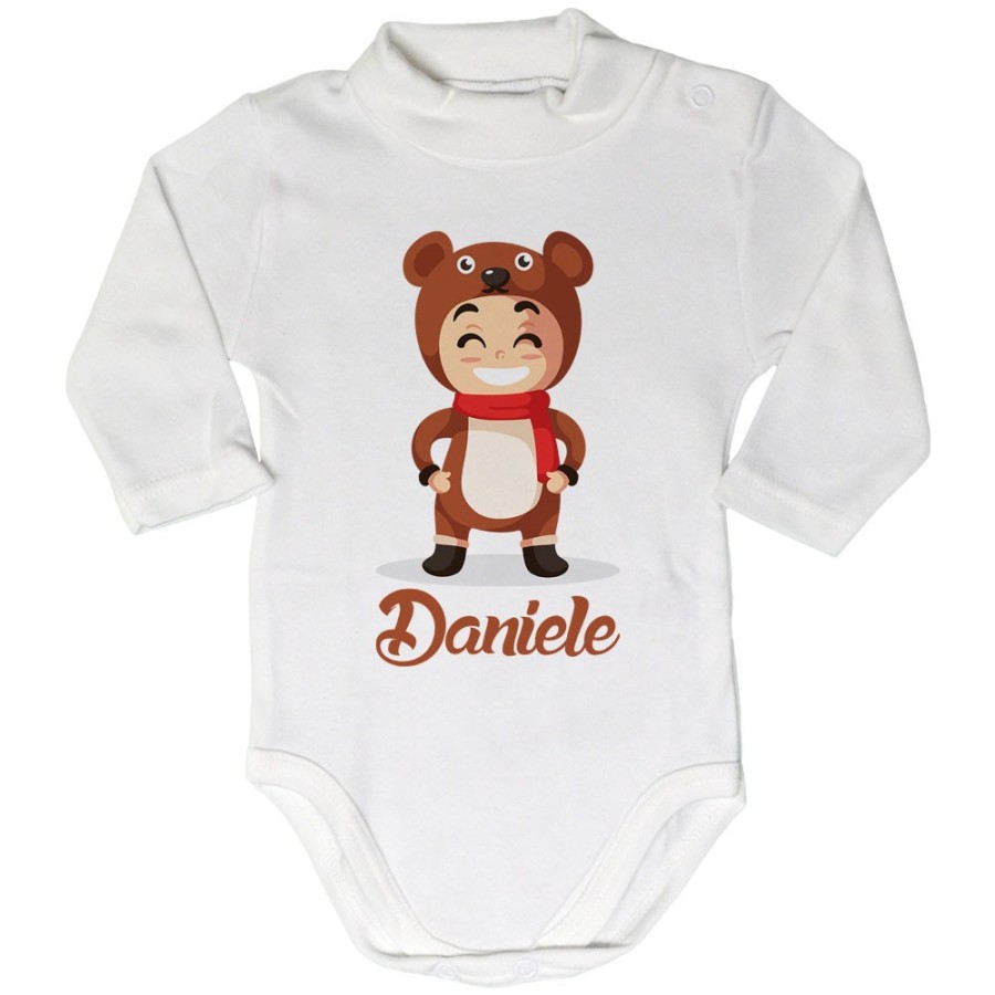 Body lupetto neonato personalizzato con nome baby orso Natale