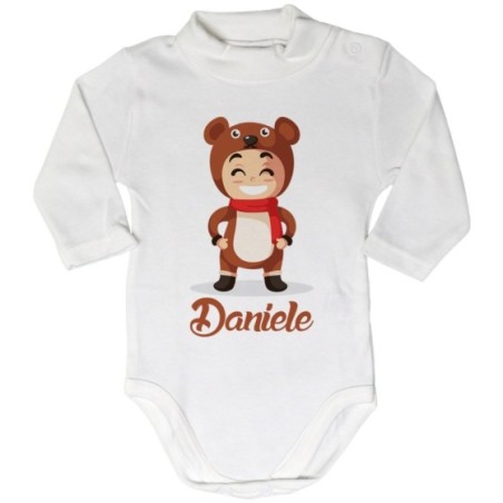 Body lupetto neonato personalizzato con nome baby orso
