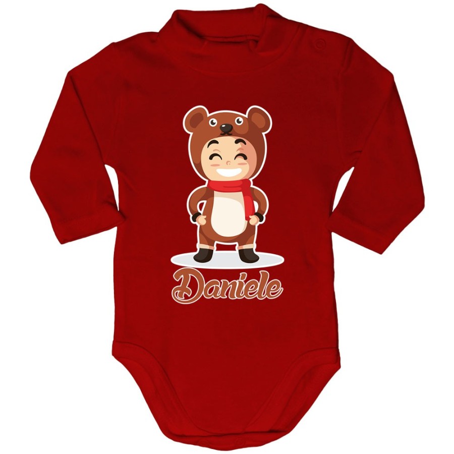 Body lupetto neonato personalizzato con nome baby orso Natale