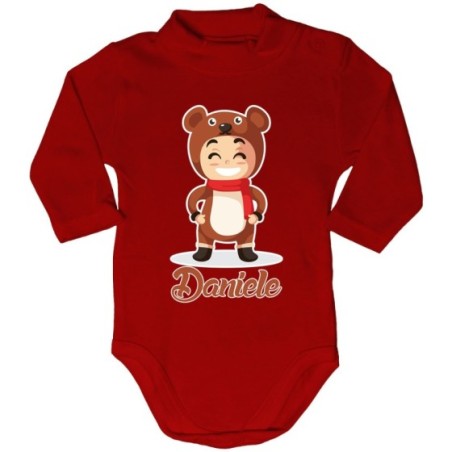 Body lupetto neonato personalizzato con nome baby orso Natale