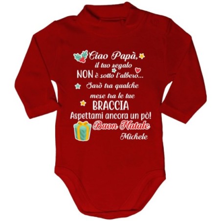 Body lupetto personalizzabile con nome mamma il tuo regalo sarà tra qualche mese tra le tue braccia Natale