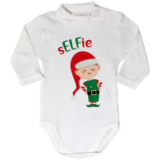 Body lupetto neonato personalizzabile con nome selfie Natale