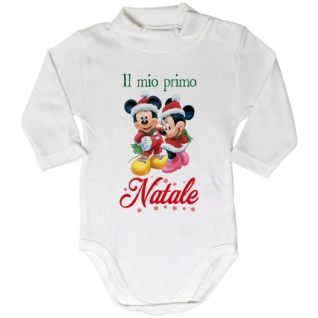 Body lupetto neonato personalizzabile con nome minnie e topolino il mio primo natale Natale