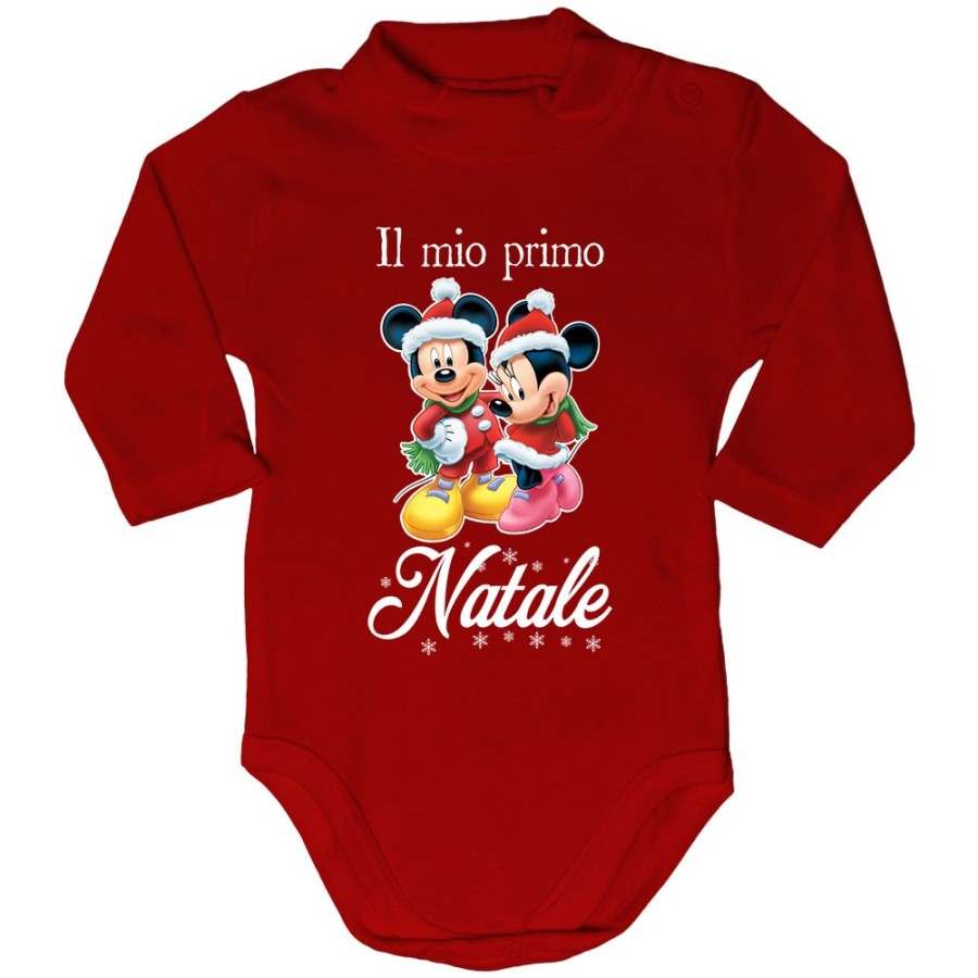 Body lupetto neonato personalizzabile con nome minnie e topolino il mio primo natale Natale