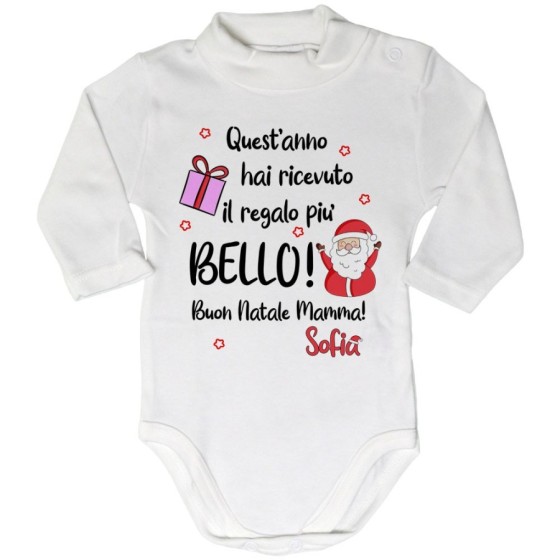 Body lupetto personalizzato con nome mamma quest'anno hai ricevuto il regalo più bello natale Natale