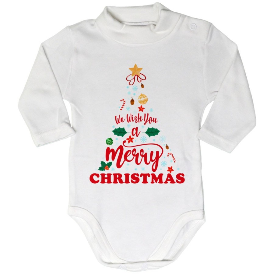 Body lupetto neonato personalizzabile con nome we wish you a merry christmas Natale