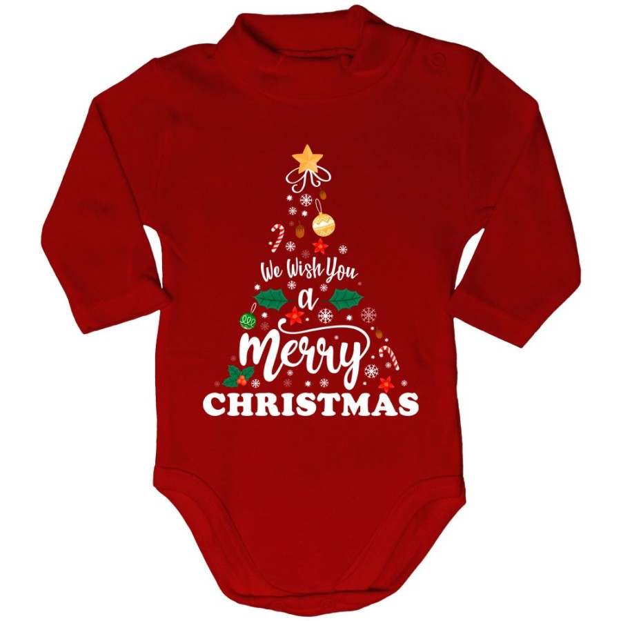 Body lupetto neonato personalizzabile con nome we wish you a merry christmas Natale