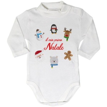 Body lupetto neonato il mio primo natale con personaggi...