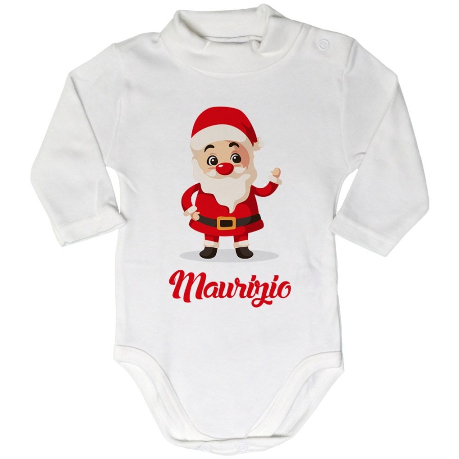 Body lupetto neonato personalizzato con nome baby santa Natale