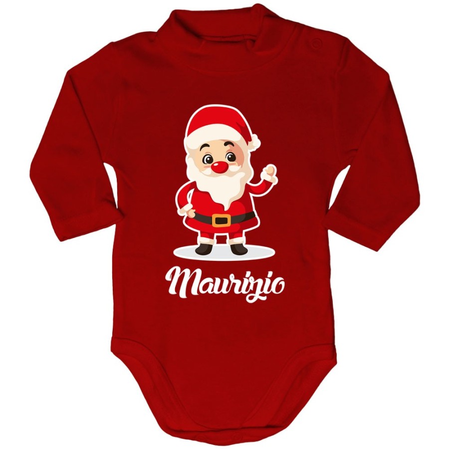 Body lupetto neonato personalizzato con nome baby santa Natale