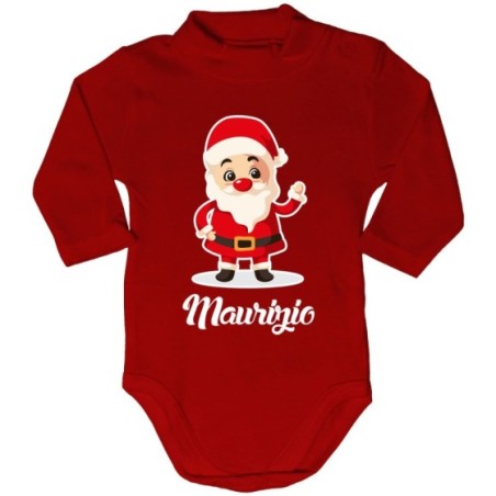 Body lupetto neonato personalizzato con nome baby santa Natale