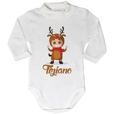 Body lupetto neonato personalizzato con nome baby renna...