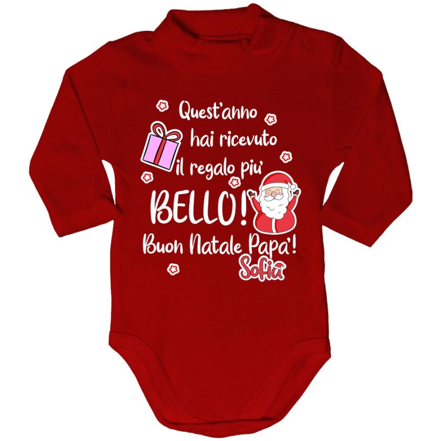 Body lupetto neonato personalizzato con nome papà quest'anno hai ricevuto il regalo più bello natale Natale