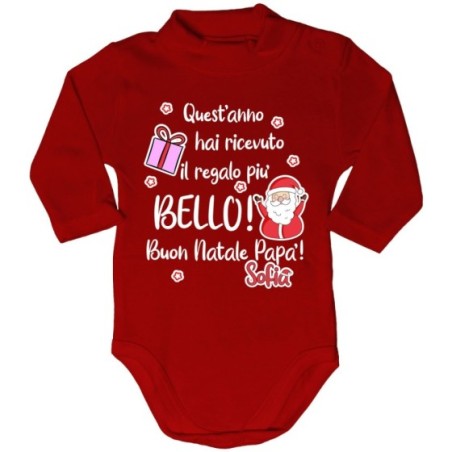 Body lupetto neonato personalizzato con nome papà quest'anno hai ricevuto il regalo più bello natale Natale