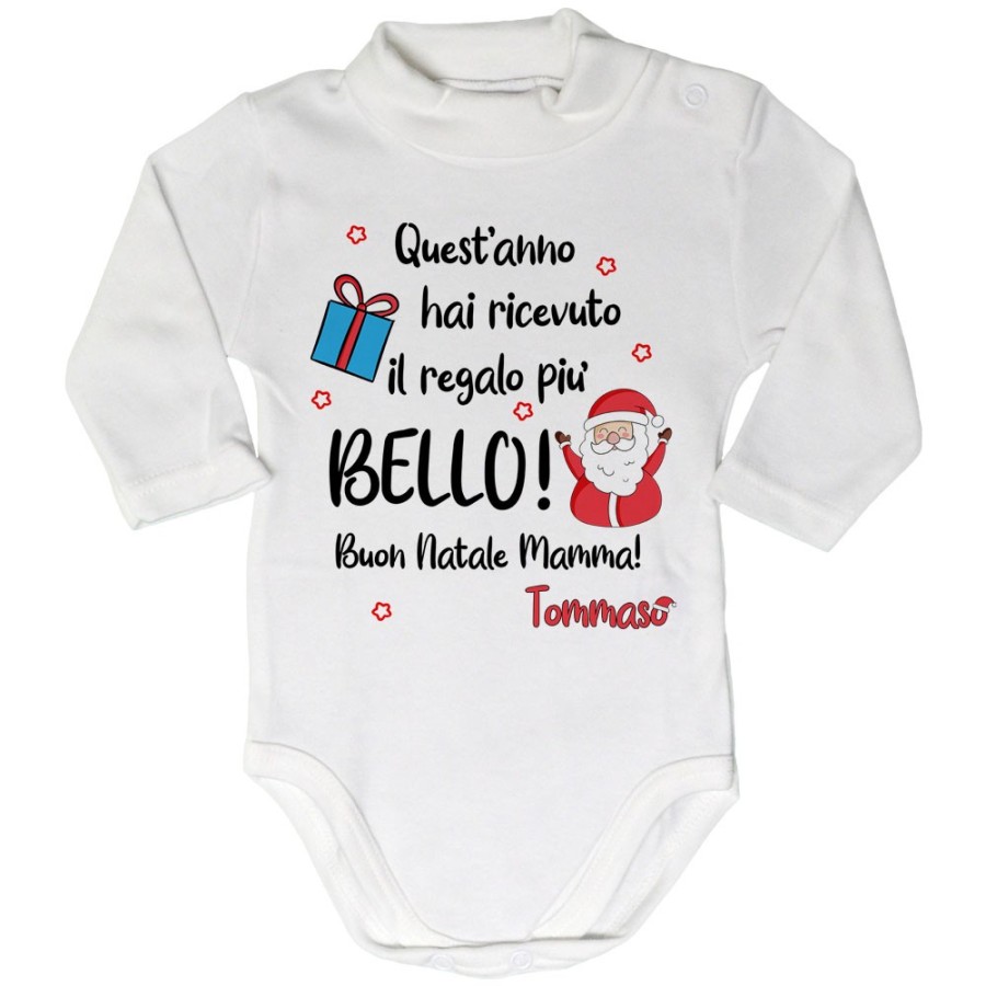 Body lupetto neonato personalizzato con nome papà quest'anno hai ricevuto il regalo più bello natale Natale