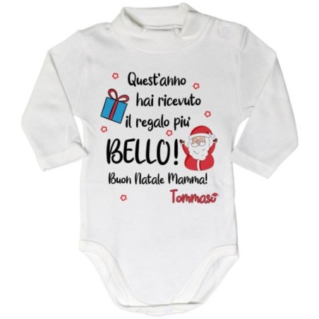 Body lupetto neonato personalizzato con nome papà quest'anno hai ricevuto il regalo più bello natale Natale