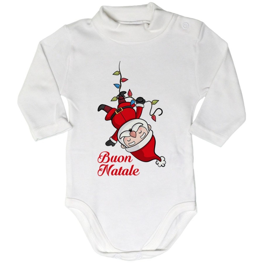 Body lupetto neonato personalizzabile con nome babbo natale con luci natalizie Natale