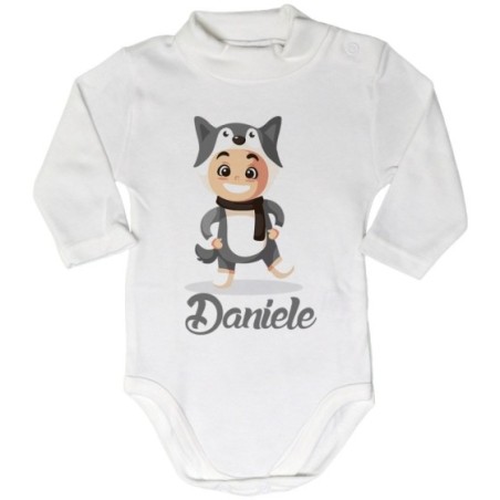 Body lupetto neonato personalizzato con nome baby lupo