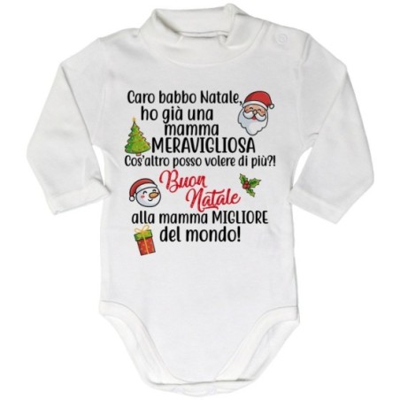 Body lupetto neonato personalizzabile con nome caro babbo natale ho un papà meraviglioso Natale