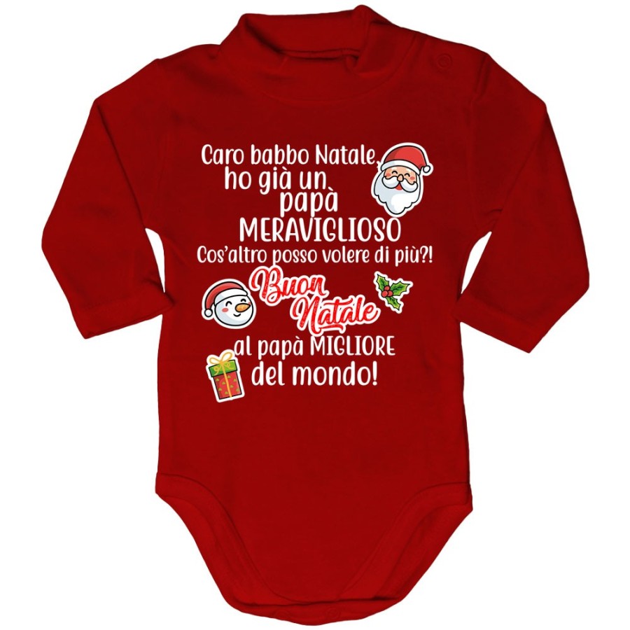 Body lupetto neonato personalizzabile con nome caro babbo natale ho un papà meraviglioso Natale